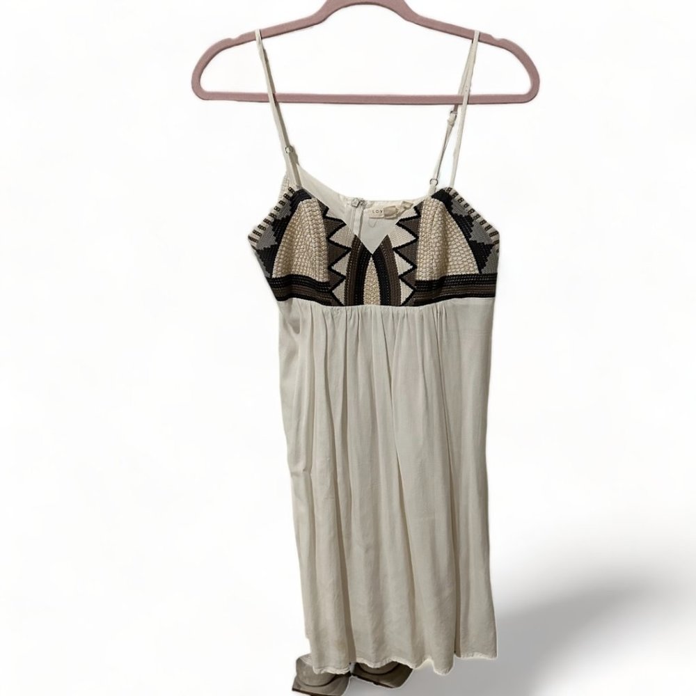 🌸👗 Lovestitch Embroidered Spaghetti Strap White Dress - Size Medium 👗🌸
